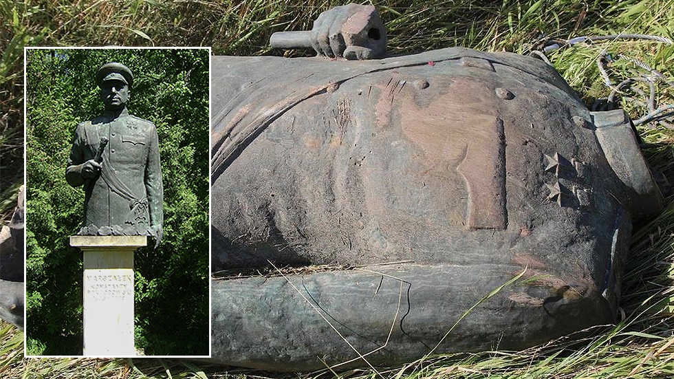 Vandals steal & BEHEAD statue of Soviet Marshal Rokossovsky in Poland