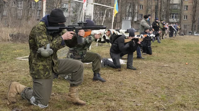 Тренировка с участием членов "Грузинского национального легиона"* в Киеве. Архивное фото