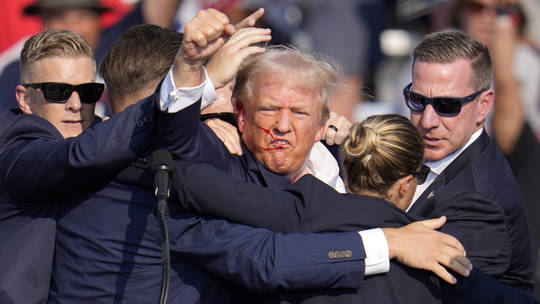 Trump hit by bullet at election rally