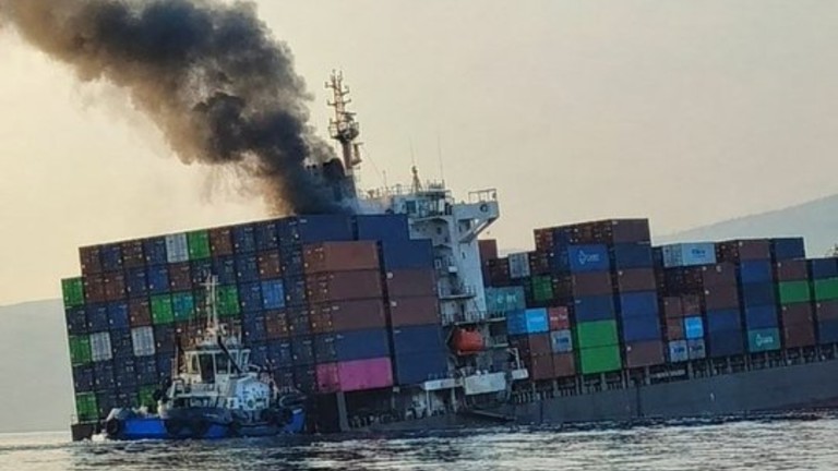 Container ship sinks after hitting mine in Strait of Hormuz